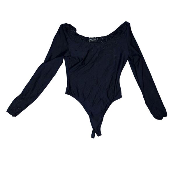 anti flirt Tops - anti flirt paris body suit size 3 Round Neck Long Sleeve Minimalist Monochrome